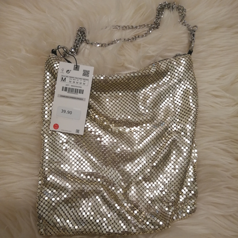 Zara metallic mesh crossbody bag
